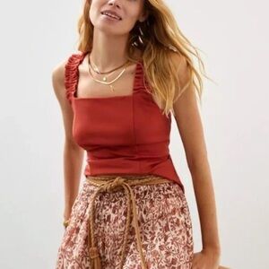 Anthropologie X Porridge Ruffled Square Neck Tank Size XL